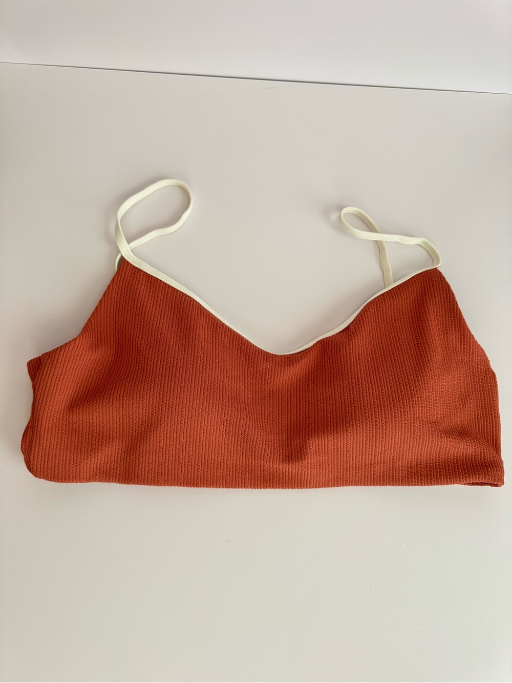 Calia Rust Ribbed Contrast Trim Bikini Top NWOT